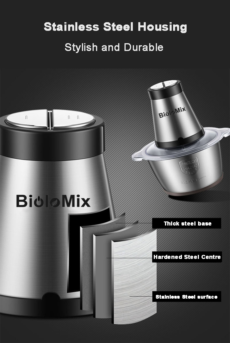 Highpower 500w 2speed Stainless Steel Electric Food Processor 2l Meat Grinder Mincer Chopper Slicer - 3