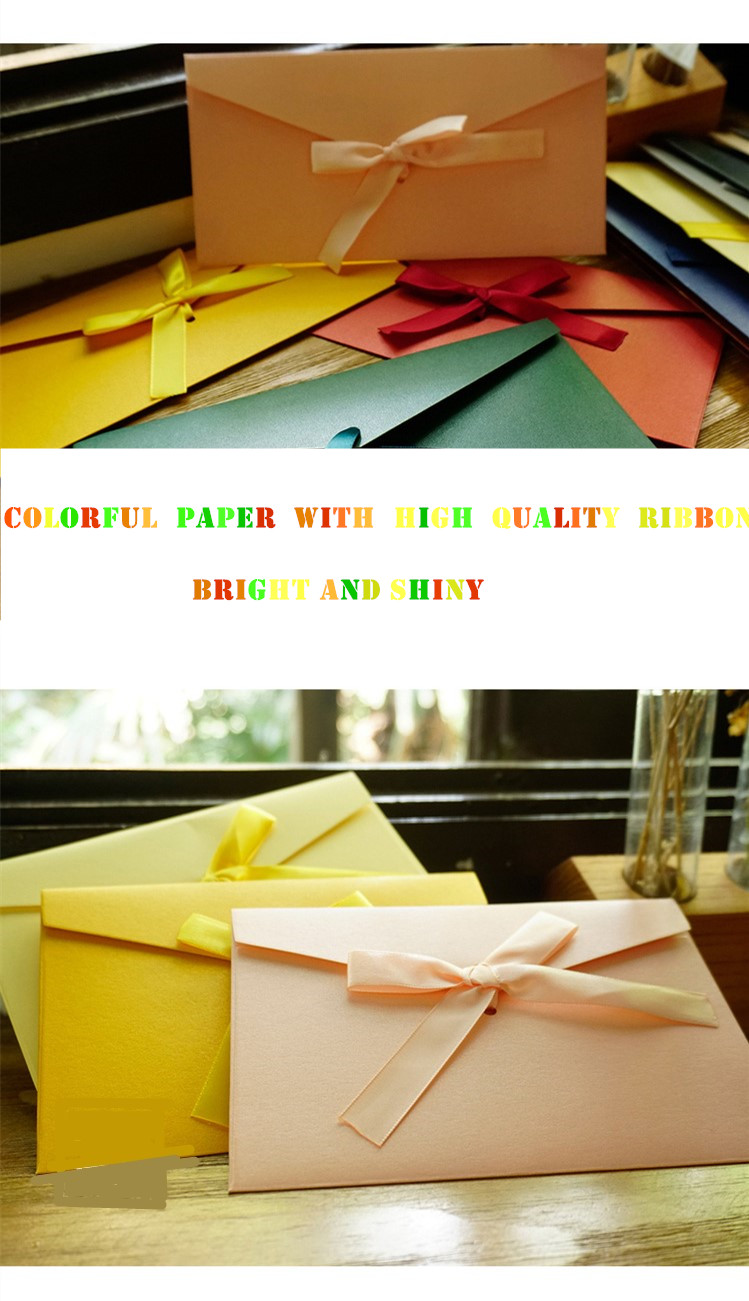 12color Vintage Pearl Ribbon Kraft Paper Envelopes Wedding Invitation Envelope Set Gift Envelope 10pcs Lot - 3