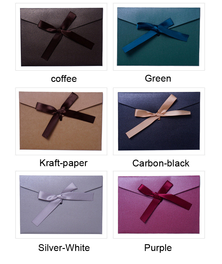 12color Vintage Pearl Ribbon Kraft Paper Envelopes Wedding Invitation Envelope Set Gift Envelope 10pcs Lot - 1
