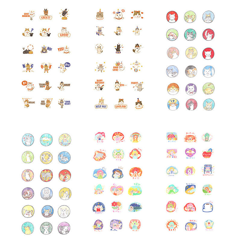 6 Pcs Set Bullet Journal Stickers Kawaii Unicorn Japanese Watercolor Painted Decoration Girls Scrapbooking - 5