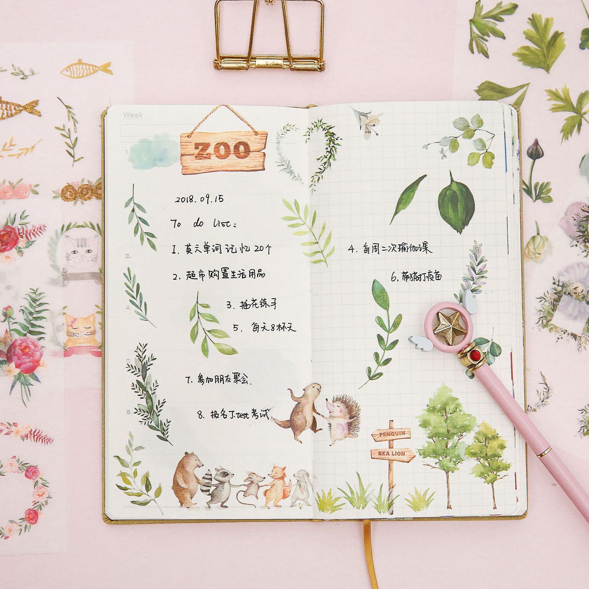 6 Pcs Set Bullet Journal Stickers Kawaii Unicorn Japanese Watercolor Painted Decoration Girls Scrapbooking - 2