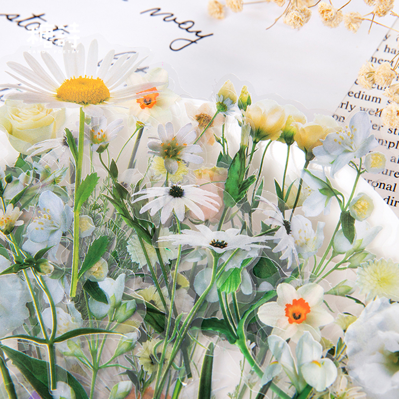 40 Pcs Set Vintage Stickers Fall Flowers Bullet Journal Decorative Sticker Diary Stationery Album Flakes Scrapbooking - 4