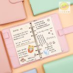Macarons Pu Notebook Organizer Planner Ring Binder Weekly Agenda Diary Bullet Journal Kawaii - 3