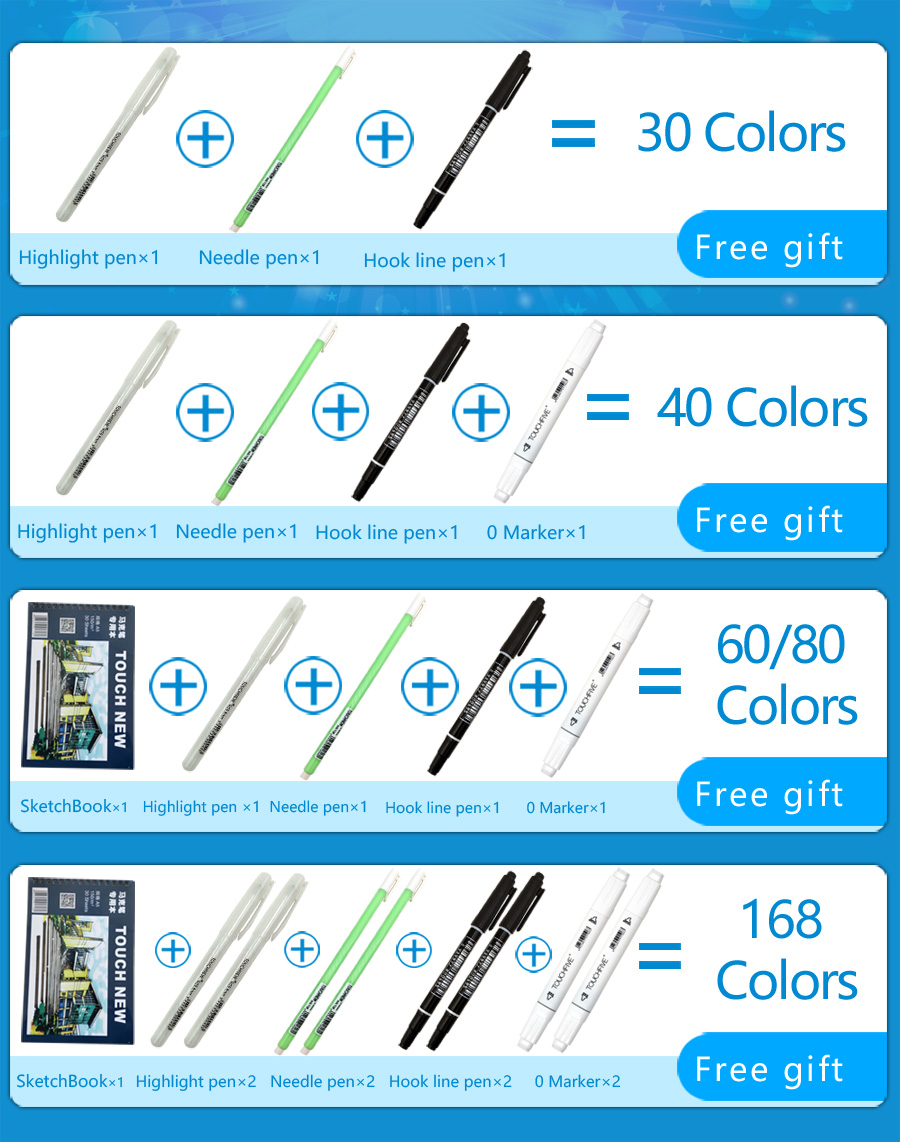 Touchfive Alcohol Brush Markers Set 30406080168 Colors For Animation Sketch Drawing Anime Art - 1