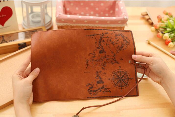 Deluxe Retro Treasure Map Pu Leather Pencil Case Stationery And Cosmetic Roll Pouch - 12