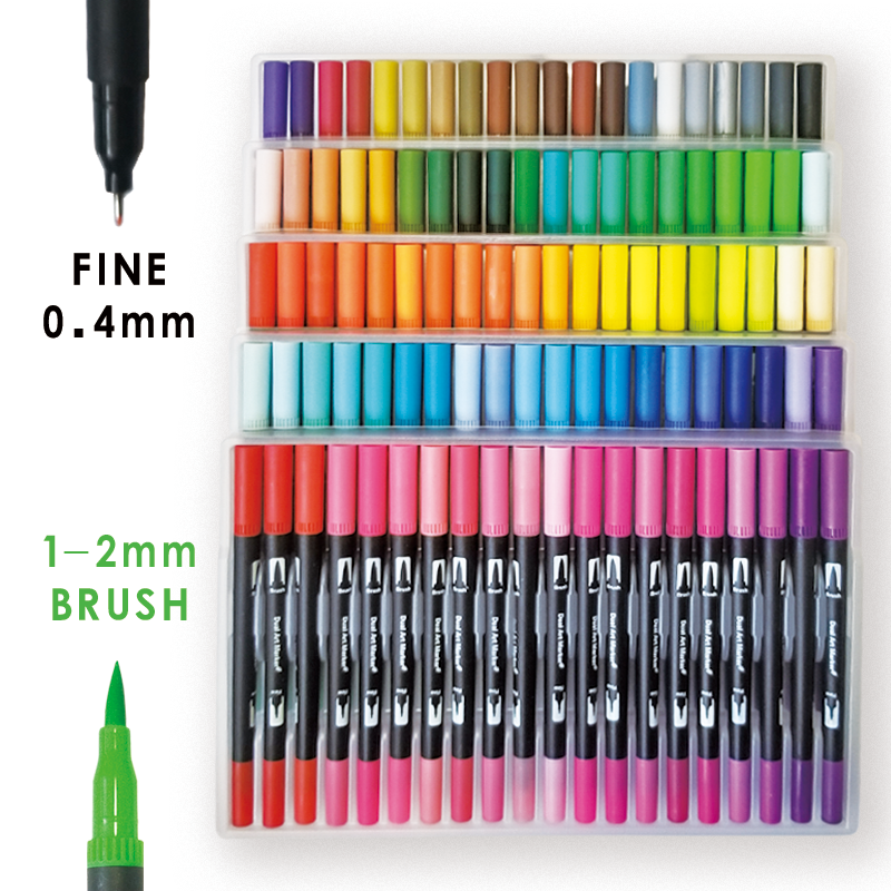 120 Color Dual Brush Art Markers Pen Fine Tip And Great For Adult Coloring Books Calligraphy Lettering - 3