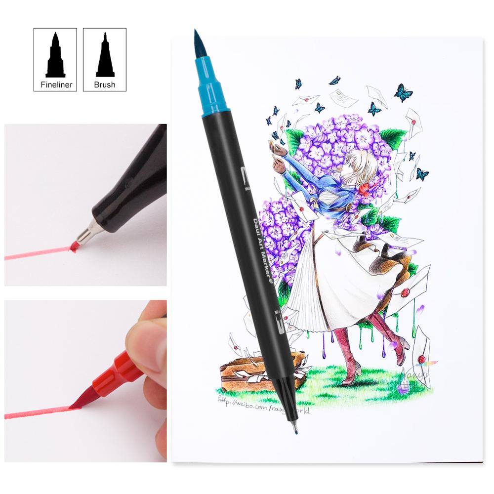 48 60 72 100 Color Watercolor Markers For Drawing Painting Set Professional Water Coloring Brush Pen Dual Tip School - 7