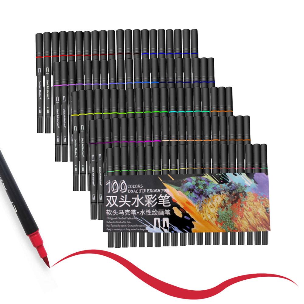 48 60 72 100 Color Watercolor Markers For Drawing Painting Set Professional Water Coloring Brush Pen Dual Tip School - 4