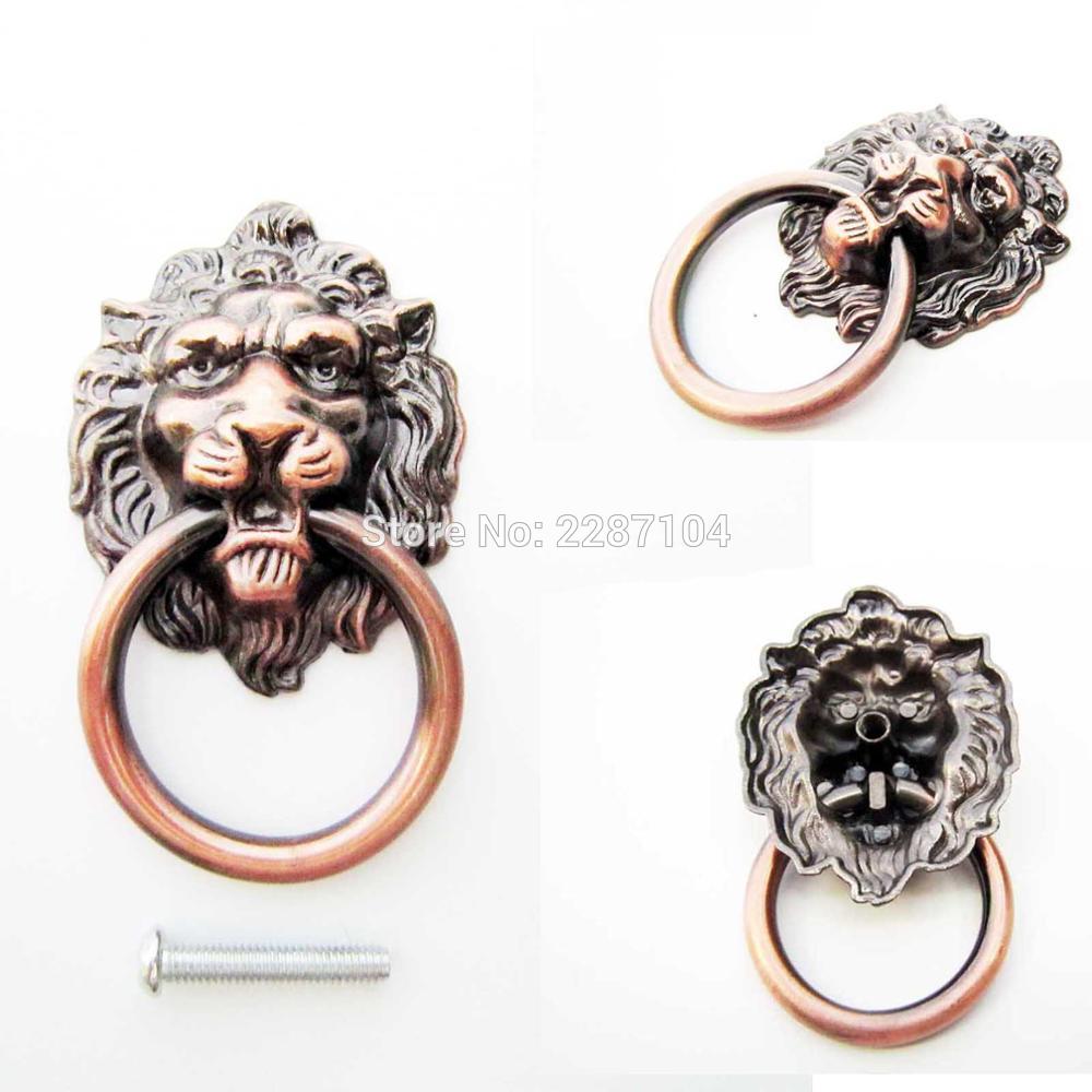 Vintage Decorative Metal Lion Head Furniture Door Cabinet Dresser Drawer Pull Handle Knob O Ring 5 Length Screw Can Be Choose - 6