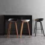Popular Modern Design Solid Wooden Plastic Bar Chair Northern Wind Fashion Creative Denmark Kitchen Room Nordic Counter Stool - 4