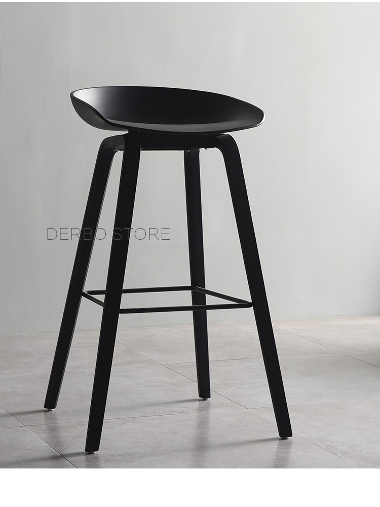 Modern Nordic Design Solid Wood And Plastic Bar Stool For Kitchen Counter Denmark Style - 13