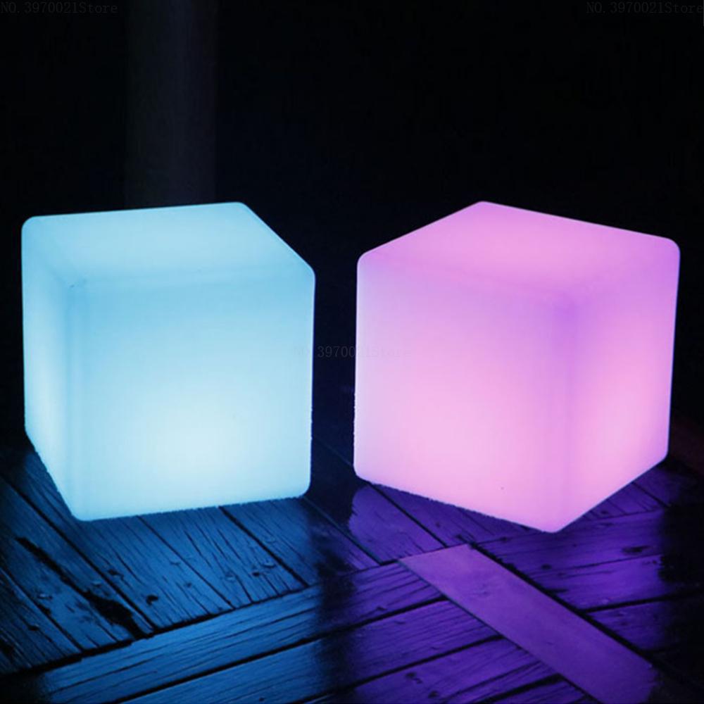 Outdoor Led Illuminated Bar Stool 20cm Cube With Remote Control Color Changing Creative Furniture - 3