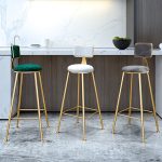 Modern Wrought Iron Bar Stool Minimalist Home Backrest Nordic Beauty Dining Chair High Restaurant Cafe - 5