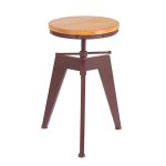Ikayaa Metal Bar Stool Height Adjustable Swivel Industrial Style Pinewood Top Furniture Us Fr De Stock