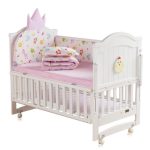 Crib Baby Bb Bed Cradle Multifunctional Child Newborn Stitching Solid Wood Unpainted