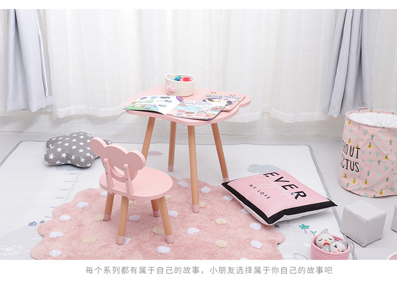 Childrens Solid Wood Furniture Set Table Chairs For Learning Dining Writing Gaming Activities - 7