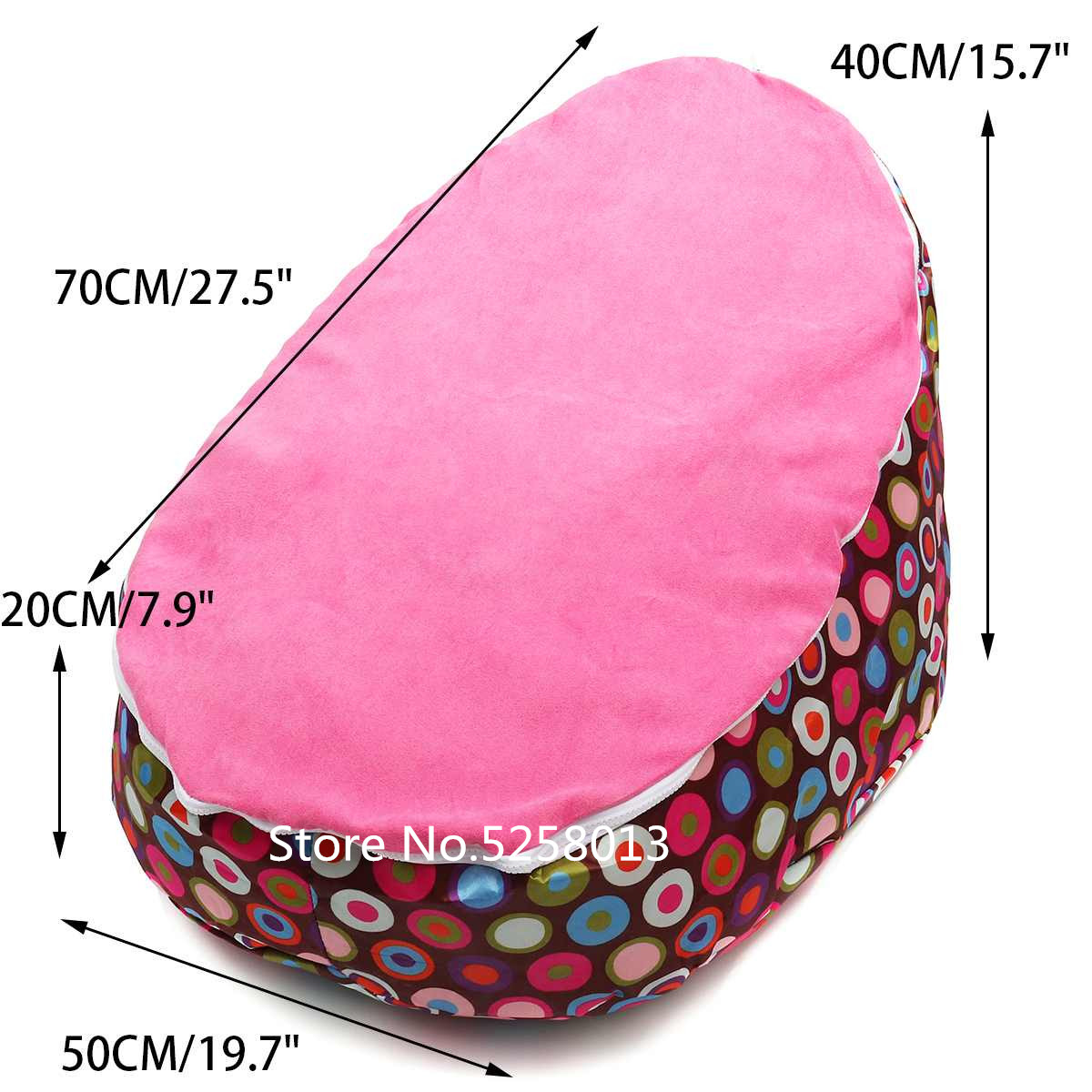 Infant Bean Bag Chair Cover Soft Baby Feeding Bed Snuggle Pouf Safety Belt Protection Without Filler - 5