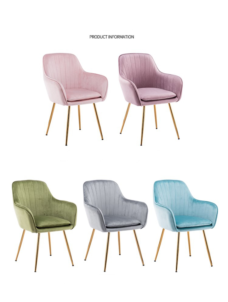 Modern Scandinavian Nordic Design Padded Dining Chair Pink Leisure Furniture For Living Room Loft Style - 9