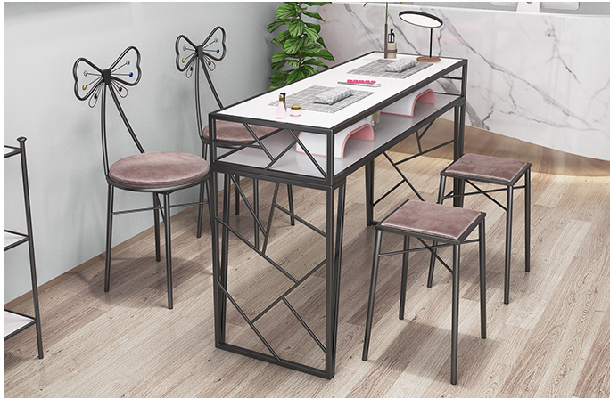 Nordicstyle Gold Art Nail Table Chair Set Singledouble Economy Iron Net Red Design - 34
