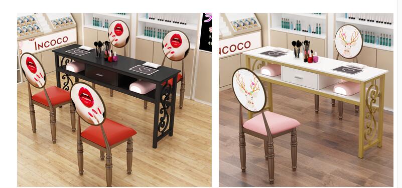 Affordable Luxury Manicure Table Chair Set Double Or Single Simple Elegant Design For Beauty Salons - 20