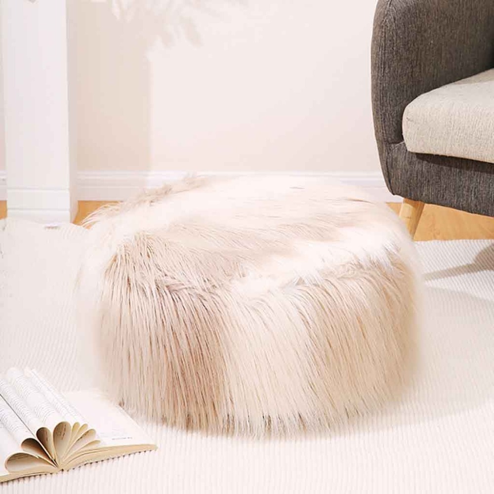 European Style Inflatable Round Footstool With Plush Sofa Stool Mat Portable And Comfortable 3o17 - 10