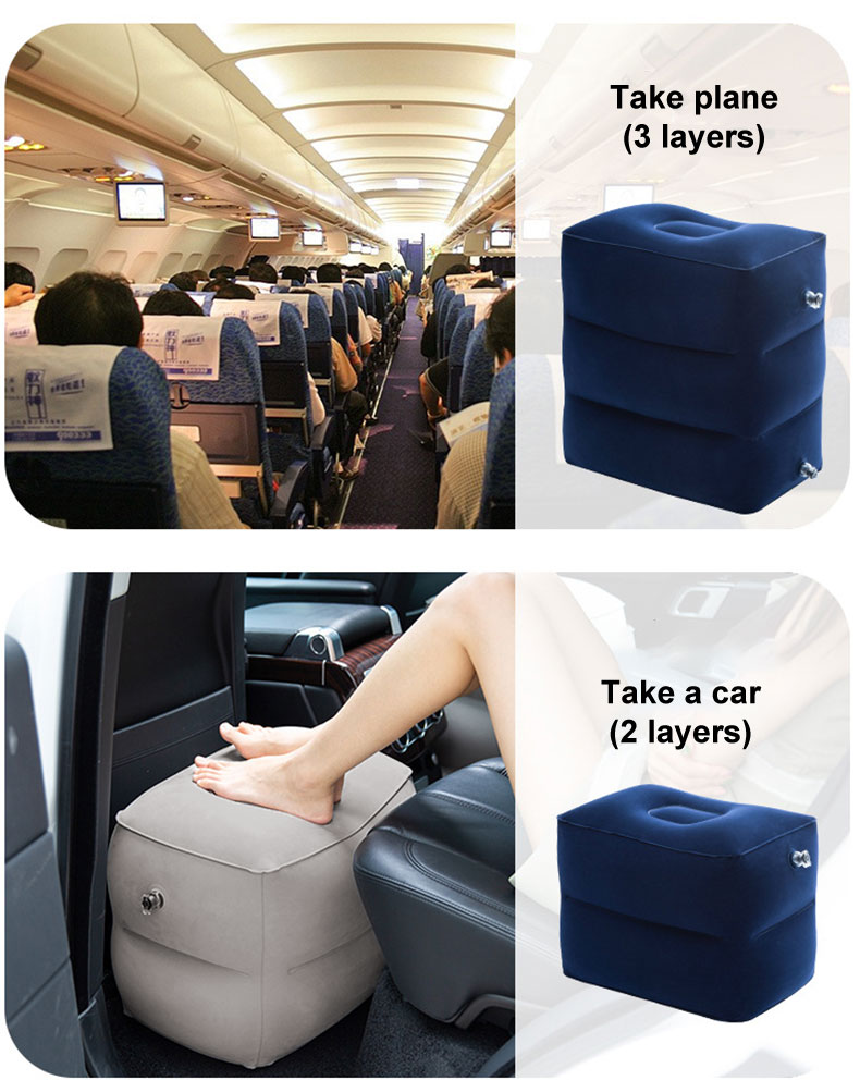 Inflatable Kids Travel Pillow Airplane Car Bus Foot Rest Pad Portable Folding Sleeping Aid With Air Pump - 7