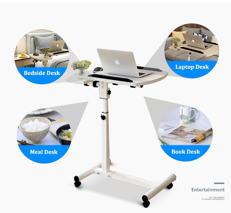 Adjustable Portable Folding Laptop Desk Bedside Home Study Table Movable Computer Workstation - 3