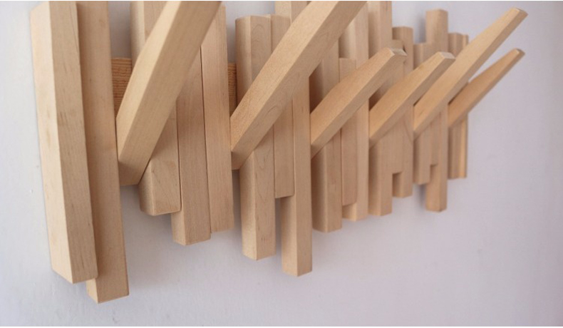 Rustic Wooden Wall Coat Rack With Flipdown Hooks Entryway Organizer For Coats Purses Clothes Hallway Furniture - 4