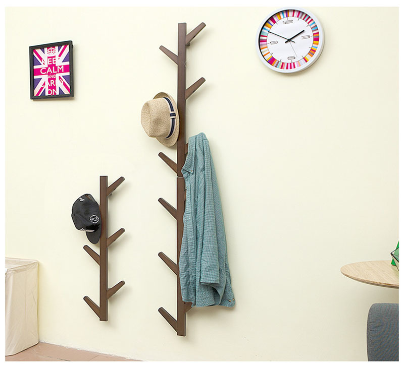 Bamboo Wooden Wallmounted Coat Rack With 6 Hooks Living Room Bedroom Decorative Shelf By Actionclub - 4