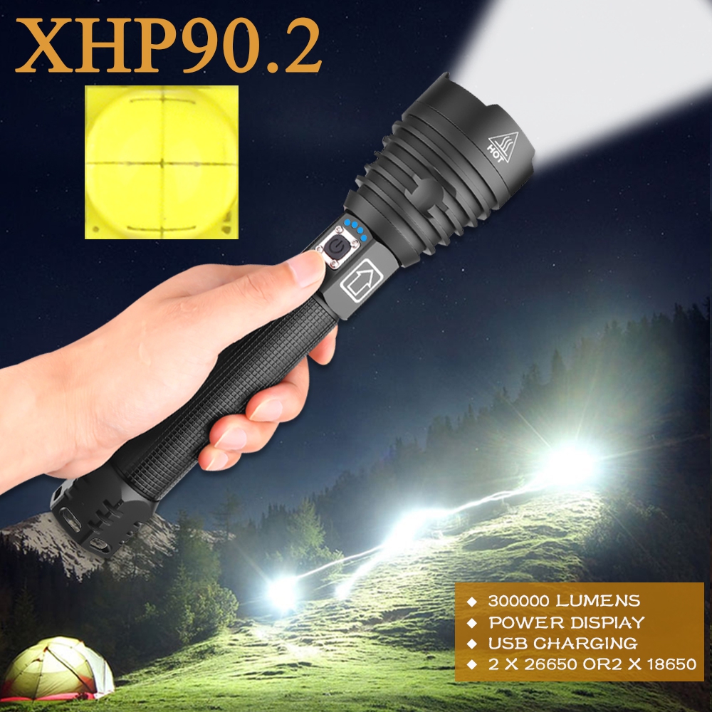 Powerful 300000 Lm Xhp902 Led Flashlight Usb Rechargeable 1865026650 Tactical Hand Lamp Xhp50 Xhp70 - 1