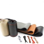 Diy Genuine Leather Car Steering Wheel Cover Soft Anti Slip 100% Cowhide Braid With Needles Thread 36 38 40 Cm Size