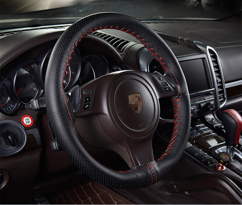 Diy Genuine Cowhide Leather Car Steering Wheel Cover Kit Soft Antislip Braid With Needles Thread Available In 36 38 40 Cm Sizes - 10