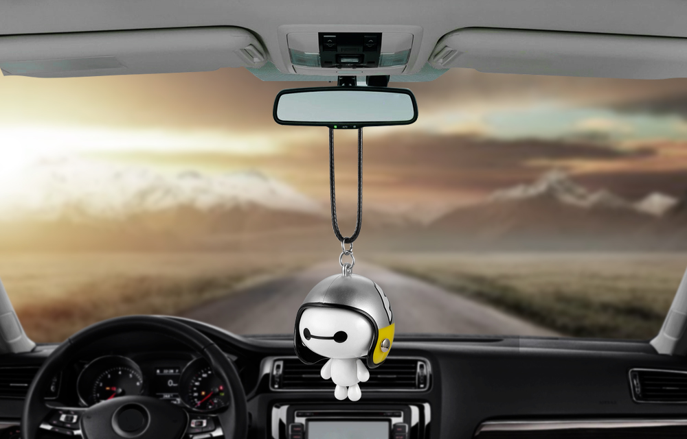 Cute Baymax Robot Doll Car Pendant Automobile Rearview Mirror Hanging Ornaments Helmet Suspension Decoration Gift - 9
