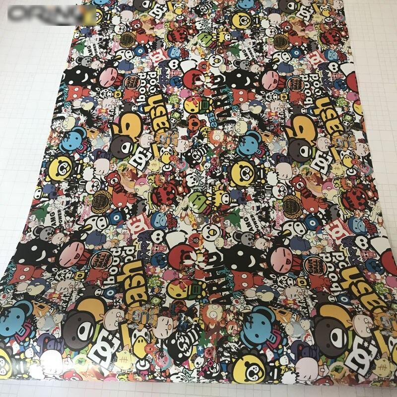 Sticker Bomb Vinyl Wrap Adhesive Motorcycle Bike Scooter Film Jdm Cartoon Skull Printed Racing Wrap - 42