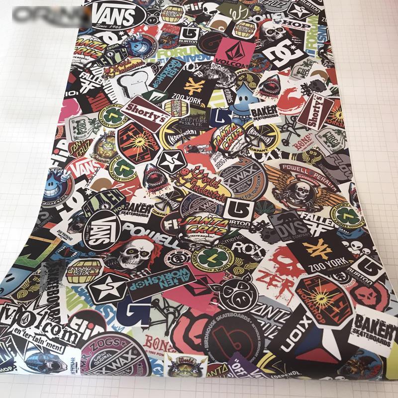 Sticker Bomb Vinyl Wrap Adhesive Motorcycle Bike Scooter Film Jdm Cartoon Skull Printed Racing Wrap - 10