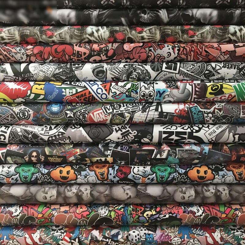 Sticker Bomb Vinyl Wrap Adhesive Motorcycle Bike Scooter Film Jdm Cartoon Skull Printed Racing Wrap - 4