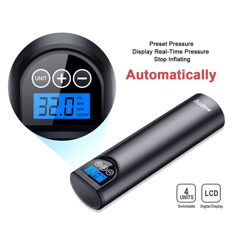 Audew Usb Cordless 12v 150psi Portable Air Compressor Lcd Display Handheld Inflatable Pump For Car Tires Bicycles Sports Balls Swimming Rings - 5