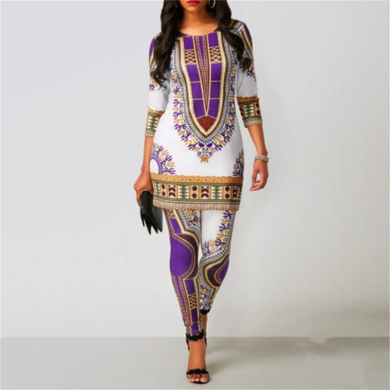 African Dresses For Women News Top Pants Suit Dashiki Print Ladies Clothes Robe Africaine Bazin Fashion Clothing