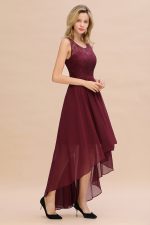 Homecoming Dresses Pink Chiffon Short Graduation Gown High Low Sleeveless A Line Vestidos De Graduacion - 4
