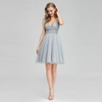 Tulle Homecoming Dresses Ever Pretty Ep03087gy V-neck A-line Short Summer Party Graduation Mezuniyet Elbiseleri