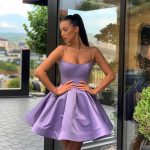 Simple Mini Short Graduation Homecoming Dresses Draped Skirt Purple Cocktail Party Dress Vestido De Fiesta - 3