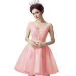 Elegant Vestido Short Prom Dresses 15 Ano Curto Pink Lace Homecoming Appliqued 8th Grade Graduation Dress - 4