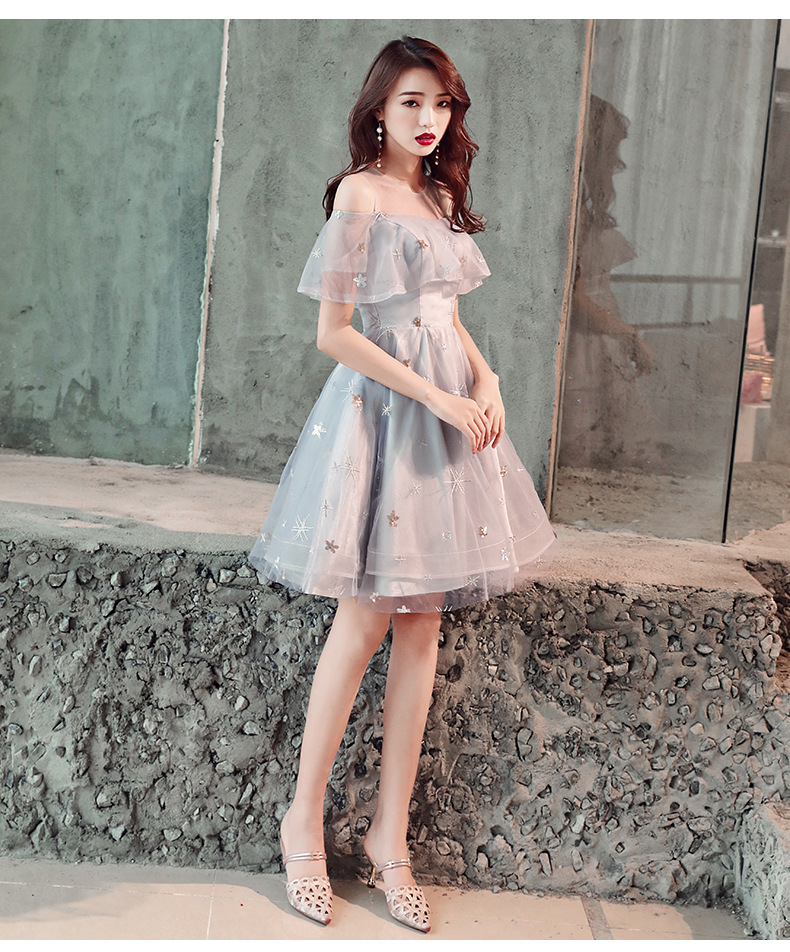 Elegant Gray Homecoming Dresses Junior Aline Illusion Neck Graduation Gown Special Occasion Real Photo Dress Dq944 - 12