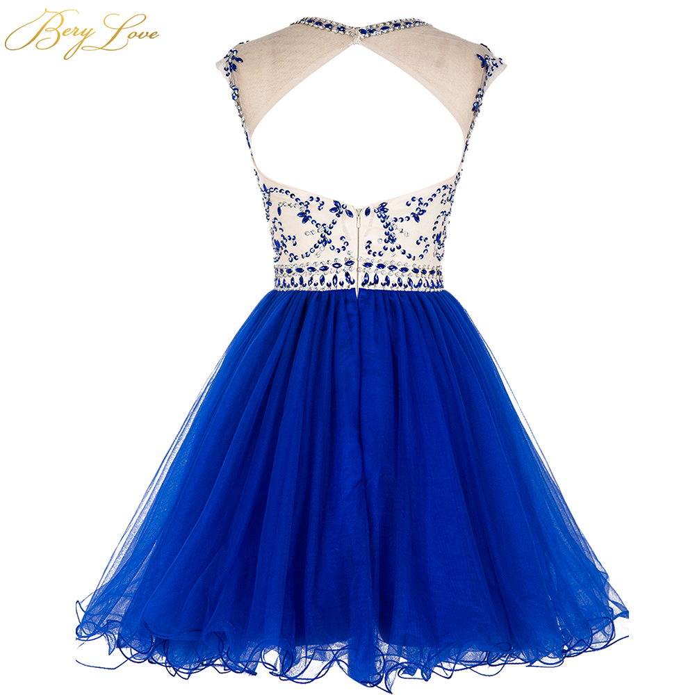 Berylove Royal Blue Short Prom Dress With Crystal Bodice Ruffle Skirt Ideal For Homecoming Graduation Party Gown - 4