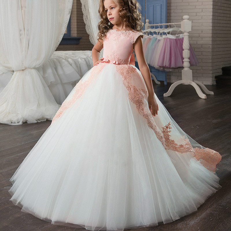 Exquisite Beaded Long Sleeve Flower Girl Dress For Weddings First Communion Banquets Detailed With Petals - 63