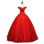 Red Quinceanera Dresses Off The Shoulder Appliques Beaded Formal Party Puffy Ball Gown Vestido - 4