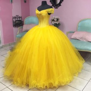 Angelsbridep Ball Gown Quinceanera Dresses Tulle Corset Princess Vestidos 15 Anos Yellow Romantic Debutante Sweet 16 Dress