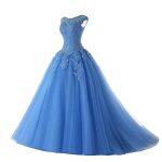 Sapphire Bridal Long Party Gowns Vestido De 15 Anos Cap Sleeve Lace Open Back Lilac Mint Blue Beading Quinceanera Dress