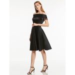 Dressv Off The Shoulder Cocktail Dress Red Knee Length A Line Zipper Up Homecoming Short Dresses - 2