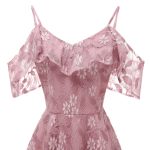 Cocktail Dresses Knee Length Pink Lace Short Formal Party Gown Spaghetti Strap Sleeveless Robe Coctail - 4